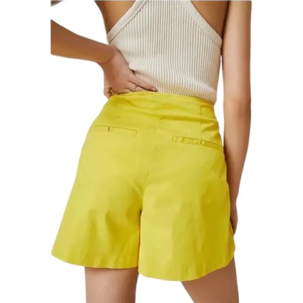 Anthropologie Maeve Bright Yellow Tennis Pleated High Rise Skort Size 4